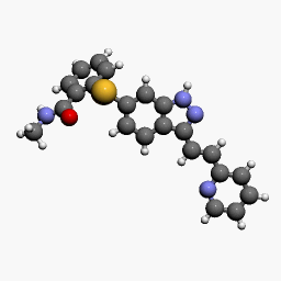 3D model molekuly axitinibu (zdroj: Wikimedia Commons)